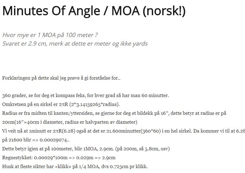 Minutes Of Angle / MOA (norsk!)